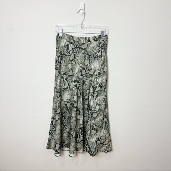 Banana Republic Maxi Slip Skirt Olive Snakeskin Leg Slit - Picture 1 of 5